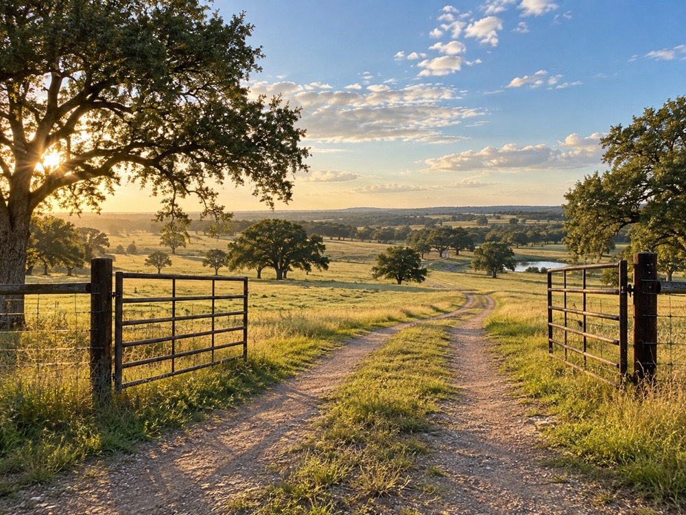 Illustrative Brazos Valley acreage at sunrise