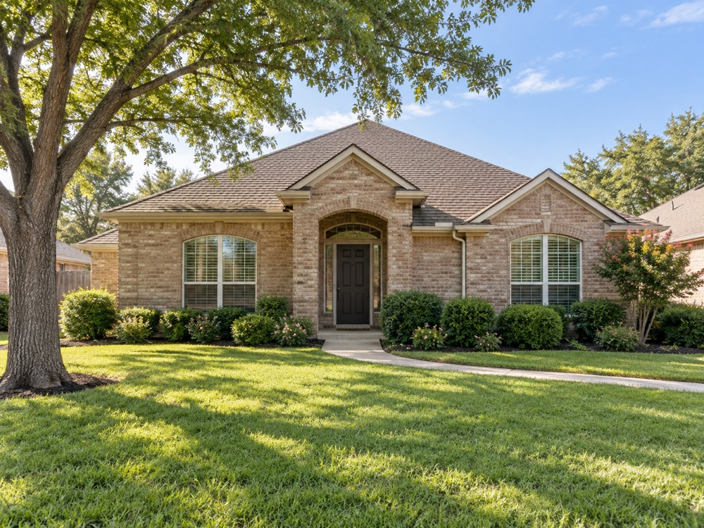 Illustrative brick home in a Bryan neighborhood